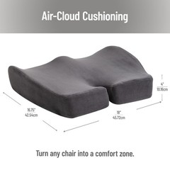 Mind Reader Air-Cloud Memory Foam Seat Cushion Ergonomic Support For Lower Back