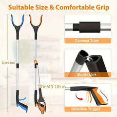 1PCS 32in Garbage Picker Gripper Tool with 360° Rotating Head – NEW