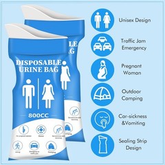 DIBBATU Disposable Urine Bag 800ML – Emergency Portable Urinal 12/24 Pack