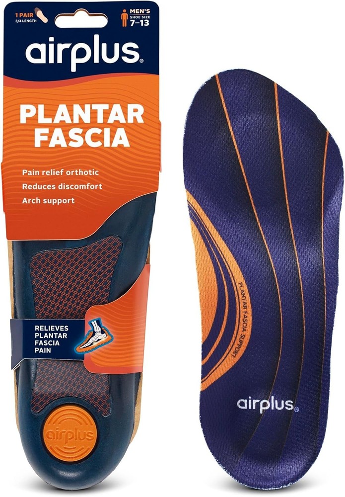 Airplus Plantar Fasciitis Orthotic Insoles, 3/4 Length Gel Heel & Arch Support