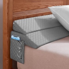 EUHAMS Queen Size Bed Wedge Pillow – Queen(10 in x6 x60 in-Big), Grey