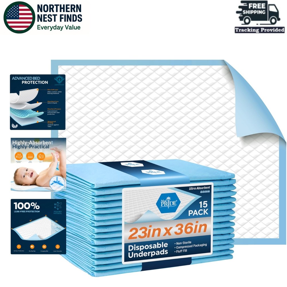 Super Absorbent Disposable Chux Pads 23×36 for Adults, Kids & Pets – 50 Count