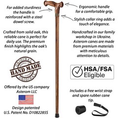 Handmade Ergonomic Wooden Walking Cane for Men Women Seniors Caramel 36 Inches