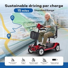 Portable 4 Wheel Mobility Scooter for Seniors 15 Mile 330 LBS ROBTWOK