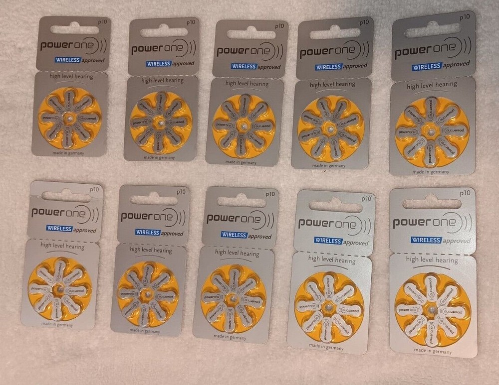 New (10) Packs Power One P10 Hearing Aid Batteries Wireless Approved Exp 04-2024