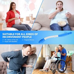 Jhua Foldable Butt Wiper Tool for Women Men Toilet Aids Blue-upgrade