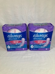2 x 54 pads~ Always Discreet Moderate Long Absorbency 4 Drop Base Pads