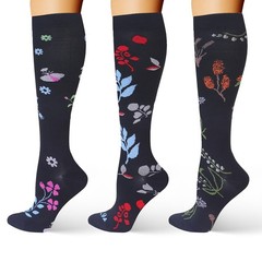 (3 Pairs) Compression Socks Women Men Running 20-30 mmHG Stockings Size S/M-L/XL