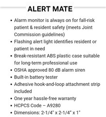 Secure Alert Mate SAM1 Fall Prevention Alarm Flashing Light Pull String Security