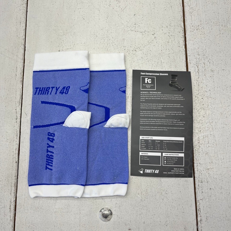 Thirty48 Blue Plantar Fasciitis 1 Pair Compression Socks/Sleeves Adult Size L