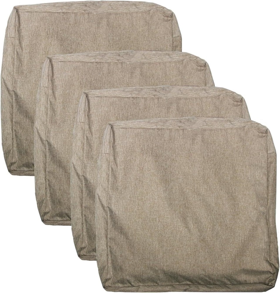 Patio Seat Cushion Covers,Washable Slip Covers 22″×20″×4″thick(4covers), Flax