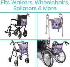 Water-Resistant Wheelchair Bag – XL Pockets & Adjustable Straps in Floral