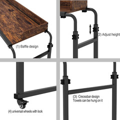 Adjustable Overbed Table with Wheels – Rustic Brown Bed Desk for Laptop Use