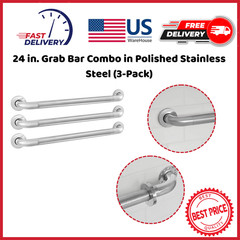 Glacier 20135-02103-24 24 in. Grab Bar Combo in Polished Stainless Steel 3-Pack