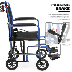[FDA APPROVED]Foldable Lightweight Transport Wheelchair w/Handbrakes & Seat Belt