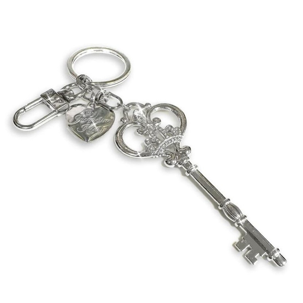 Jacqueline Kent Silver Key Purse Charm Keychain 3.75″ Bag Accessory