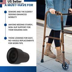 Gadgetime USA Cane Tips (Pack of 2) – 3/4″ Heavy Duty Rubber 0.75 Inch, Black