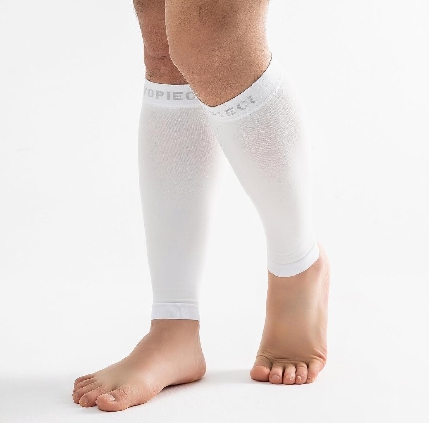 EVOPLECI 20-30mmHg Calf Compression Sleeve Men and Women Wide Brace 3XL White 61