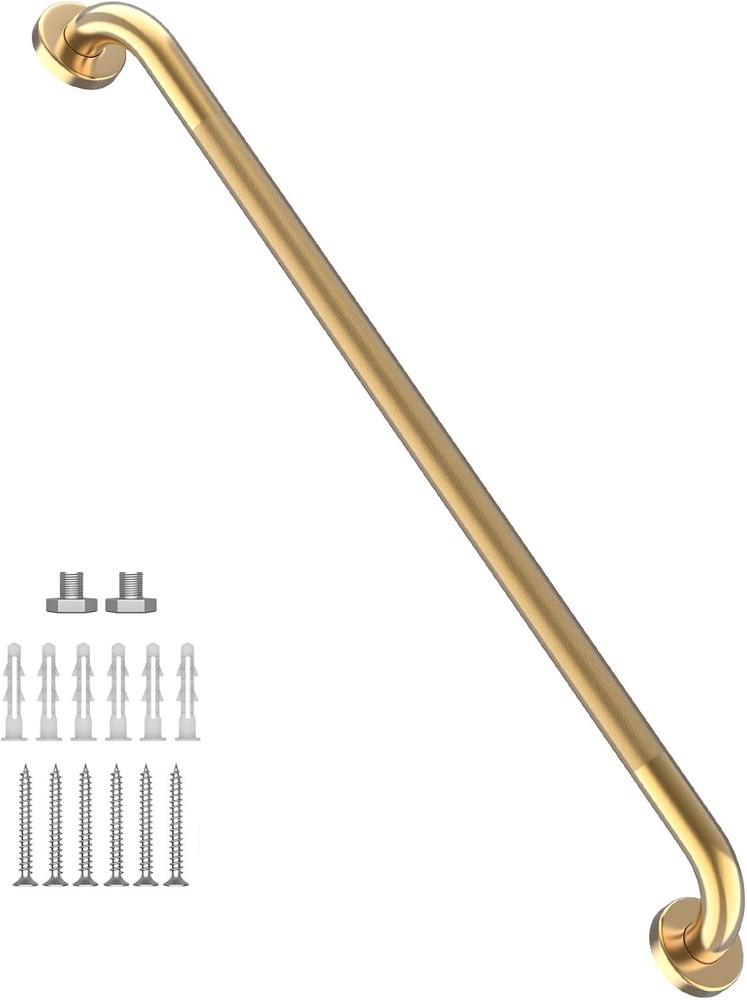 Anti Slip Shower Grab Bathroom Grab Bar, Knurled Bathroom Balance 36 Inch Gold