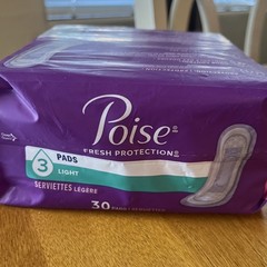 Poise Pads Regular Length 3 Light Absorbency 3 in 1 Bladder Protection 30 ct