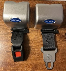 Q’Straint Heavy Duty Wheelchair Restraint Set Metal Nylon Silver Black Blue 2 PC
