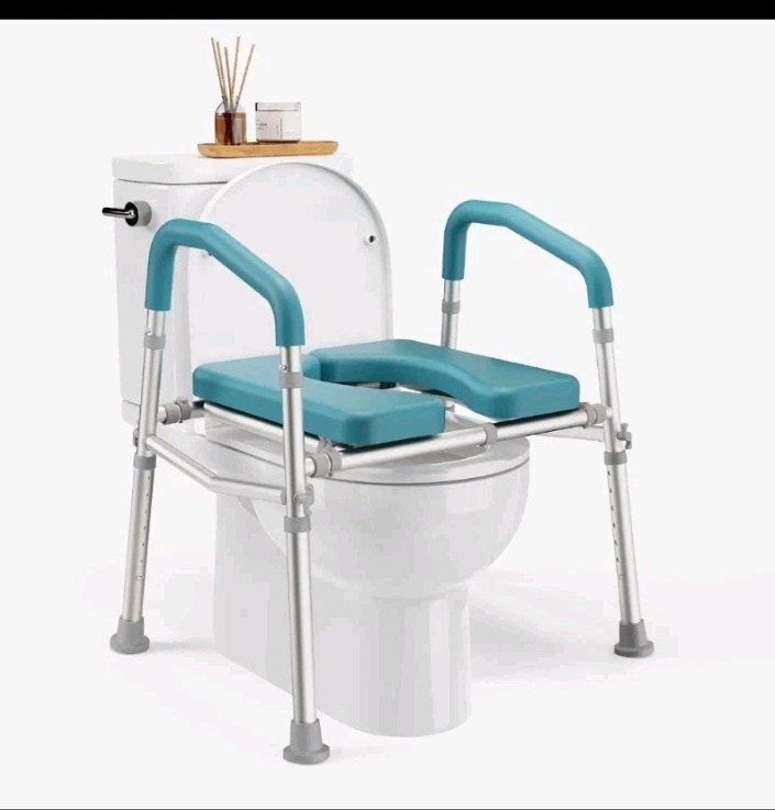 PELEGON Raised Toilet Seat with Handles (400lb) – Adjustable Height & Width Teal