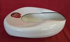 Vintage 1940s Jones Relax White Black Edge Porcelain Enamel Metal Bed Pan