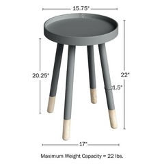 Lavish Home Round End Table – Wooden Mid-Century Modern Side Table Tray Top And