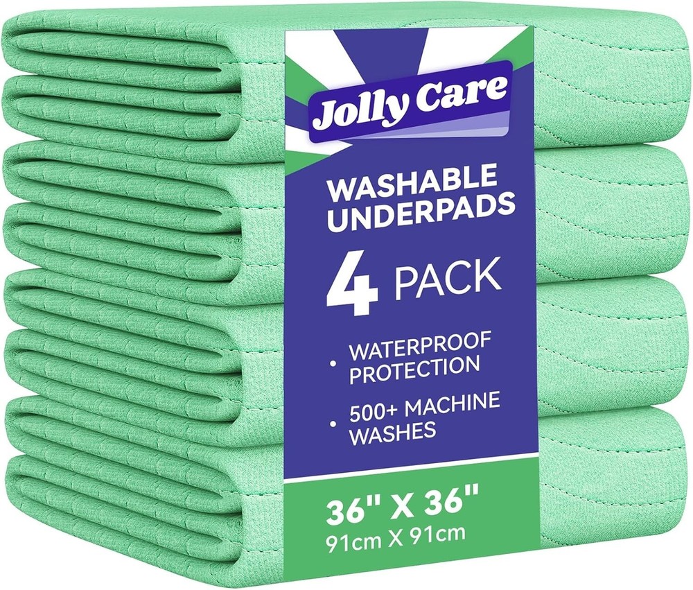 Washable Underpads Waterproof, 4 Pack 36″ x36“ Heavy Absorbency Incontinence Be
