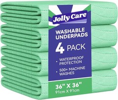 Washable Underpads Waterproof, 4 Pack 36″ x36“ Heavy Absorbency Incontinence Be