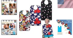 Large 3 Pack Washable Adult Bibs with Adjustable Snap & Crumb Catcher Features