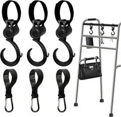 6Pcs Hooks for Walker Rollator Wheelchair Stroller Basket Ttray Accessories for