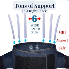 Back Lower Back Brace for Back Pain : Thin Breathable Rigid 6 ribs Adjustable…