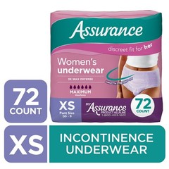 Assurance Women’s Incontinence and Postpartum Underwear XS 72 Count
