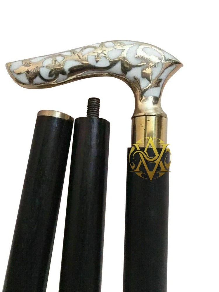 Wooden Walking Stick Antique Rosewood Cane & Solid Brass Metal Vintage Cane gift