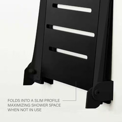 Slimline Folding Wall Mount Shower Bench Seat, Matte Black Seat with Matte Black