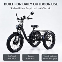 Daibot 24″ Fat Tire Mobility Trike 750W Adult All Terrain Cargo Shopping Scooter