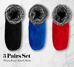 3-5 Pairs, Womens Warm Fuzzy Socks, Non Slip One Size 2102 Solid 3 Colors Set
