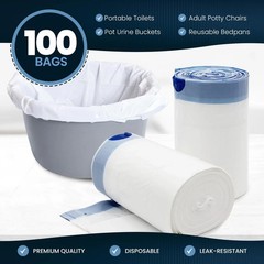 MED PRIDE Disposable Bedside Commode Liner Bags [Pack of 100]- Odor-Control Leak