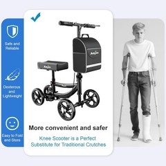 New Aojin Steerable Knee Scooter for Adults, Foldable w/ Dual Brake,