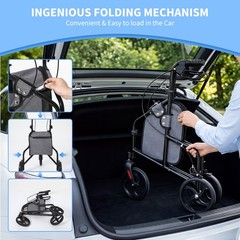 Mobility 3 Wheel Upright Walker 14Lb Foldable Rollator Tri Scooter for Seniors