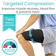 Vive Thigh Compression Sleeve (2 Pack) Hamstring Brace for X-Large, Black