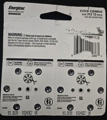 New Sealed Energizer Hearing Aid Battery Size 312 12pk – Brown, expires 03.2028