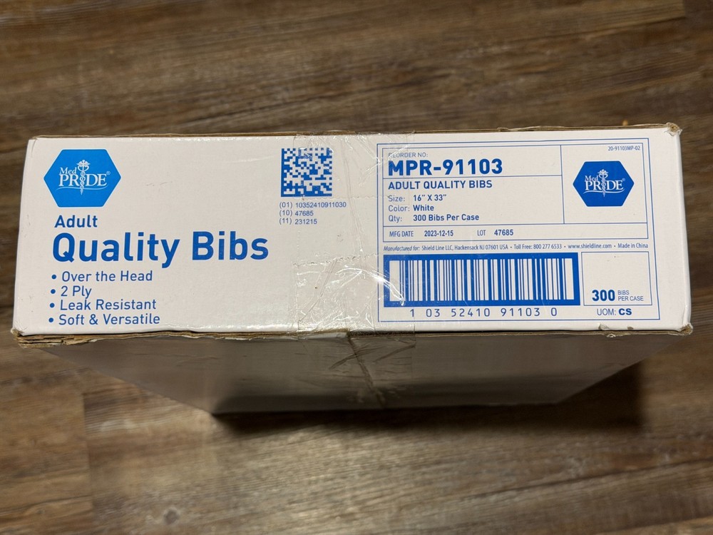 MedPride MPR-91103 Disposable Adult Bibs Over the Head 16″W x 33″L – 300 Count