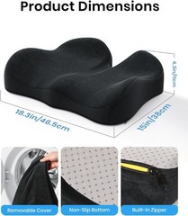 Benazcap Ergonomic Seat Cushion -Large Memory Foam 19 x 17 x 5 inches, Black