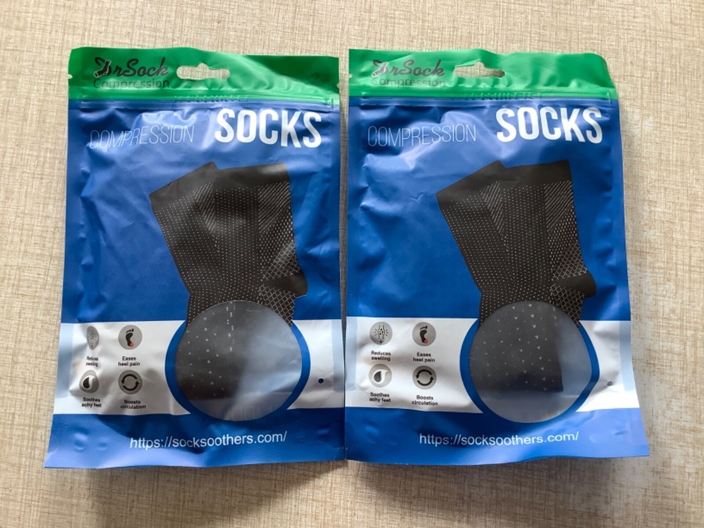 2 Pairs Dr. Sock COMPRESSION SOCKS One Size SEAMLESS Ankle Height Toeless NEW