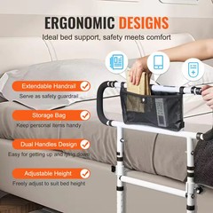 Bed Assist Rail 180° Foldable 450 lb Capacity 4-Level Handle