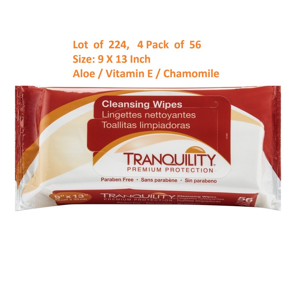 224 Pack Tranquility Personal Cleansing Wipe 9 x 13″, Premium washcloths #3101