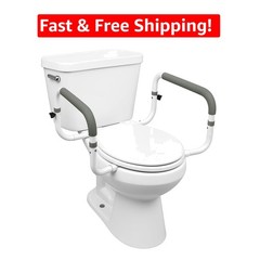 Durable Toilet Safety Frame – Cushioned Grab Bars, Supports Up to 300lbs, White