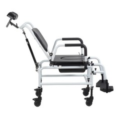 Shower Chair with Wheels, Adult Bedside Commode Chair with Headrest